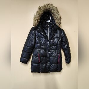 Michael Kors Black Puffer Jacket with Faux Fur Hood